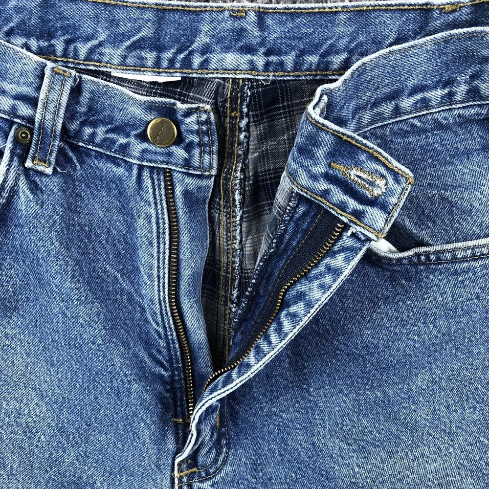 Carhartt Jeans‎ Mens 32x32 Blue Relaxed Fit Straight Leg Denim Flannel Lined